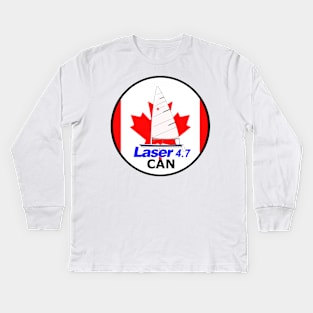 laser class sailboat on flag Canada Kids Long Sleeve T-Shirt